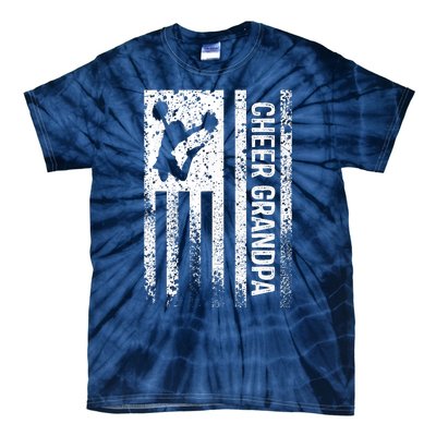 Cheer Grandpa Vintage American Flag Cheerleader Squad Tie-Dye T-Shirt