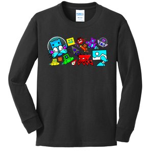 Cute Geometry Video Game Funny Graphic Birthday Gifts Kids Long Sleeve Shirt