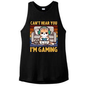 Cat Gamer Video Games Gaming I CanT Hear You IM Gaming Cool Gift Ladies PosiCharge Tri-Blend Wicking Tank