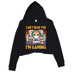 Cat Gamer Video Games Gaming I CanT Hear You IM Gaming Cool Gift Crop Fleece Hoodie