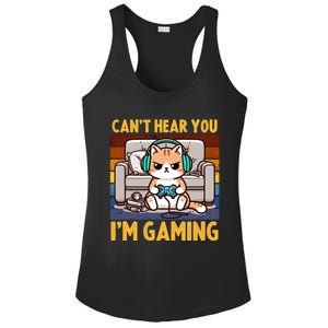 Cat Gamer Video Games Gaming I CanT Hear You IM Gaming Cool Gift Ladies PosiCharge Competitor Racerback Tank