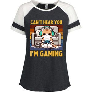 Cat Gamer Video Games Gaming I CanT Hear You IM Gaming Cool Gift Enza Ladies Jersey Colorblock Tee