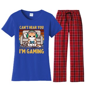 Cat Gamer Video Games Gaming I CanT Hear You IM Gaming Cool Gift Women's Flannel Pajama Set