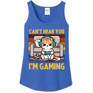 Cat Gamer Video Games Gaming I CanT Hear You IM Gaming Cool Gift Ladies Essential Tank