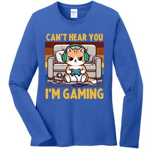 Cat Gamer Video Games Gaming I CanT Hear You IM Gaming Cool Gift Ladies Long Sleeve Shirt