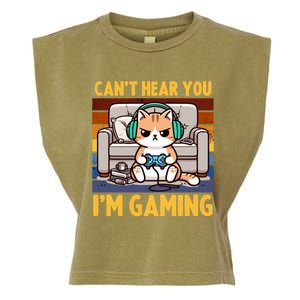 Cat Gamer Video Games Gaming I CanT Hear You IM Gaming Cool Gift Garment-Dyed Women's Muscle Tee