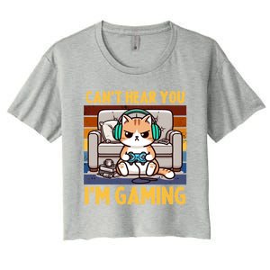 Cat Gamer Video Games Gaming I CanT Hear You IM Gaming Cool Gift Women's Crop Top Tee