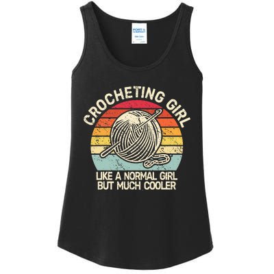 Crocheting Girl Vintage Crocheter Funny For Crochet Ladies Essential Tank