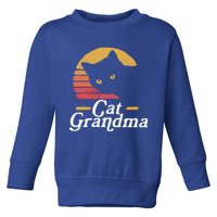 Cat Grandma Vintage Eighties Style Sun Cat Retro Distressed Meaningful Gift Toddler Sweatshirt