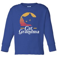 Cat Grandma Vintage Eighties Style Sun Cat Retro Distressed Meaningful Gift Toddler Long Sleeve Shirt