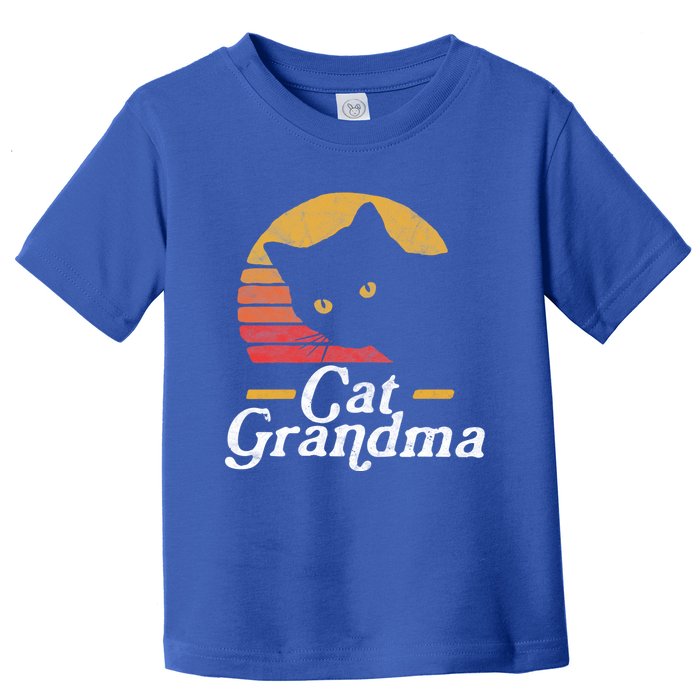 Cat Grandma Vintage Eighties Style Sun Cat Retro Distressed Meaningful Gift Toddler T-Shirt