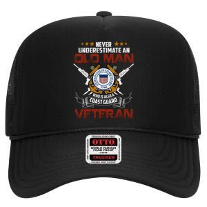 Coast Guard Veteran Never Underestimate Veteran's Day High Crown Mesh Back Trucker Hat