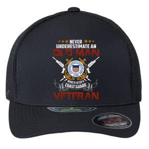 Coast Guard Veteran Never Underestimate Veteran's Day Flexfit Unipanel Trucker Cap