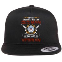 Coast Guard Veteran Never Underestimate Veteran's Day Flat Bill Trucker Hat