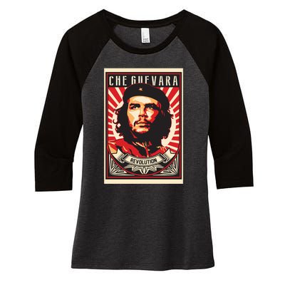 Che Guevara Viva La Revolucion Women's Tri-Blend 3/4-Sleeve Raglan Shirt