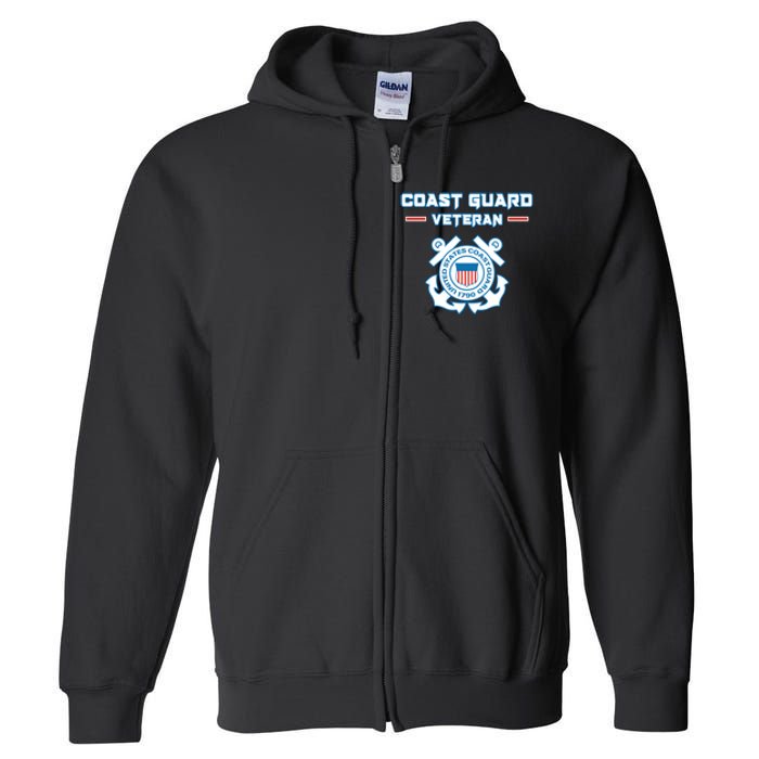 Coast Guard Veteran USCG Veterans Full Zip Hoodie