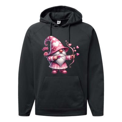 Cute Gnome Valentines Day Heart Gnome Valentine Performance Fleece Hoodie