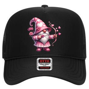 Cute Gnome Valentines Day Heart Gnome Valentine High Crown Mesh Back Trucker Hat