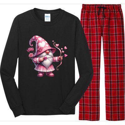 Cute Gnome Valentines Day Heart Gnome Valentine Long Sleeve Pajama Set