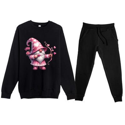 Cute Gnome Valentines Day Heart Gnome Valentine Premium Crewneck Sweatsuit Set