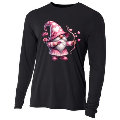 Cute Gnome Valentines Day Heart Gnome Valentine Cooling Performance Long Sleeve Crew