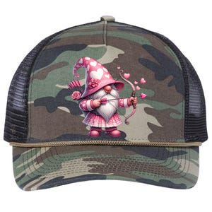 Cute Gnome Valentines Day Heart Gnome Valentine Retro Rope Trucker Hat Cap