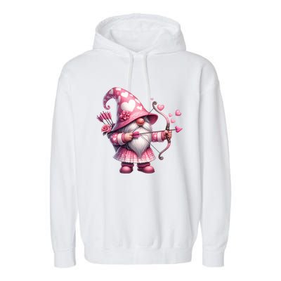 Cute Gnome Valentines Day Heart Gnome Valentine Garment-Dyed Fleece Hoodie