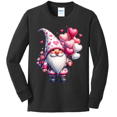 Cute Gnome Valentines Day Heart Gnome Valentine Kids Long Sleeve Shirt