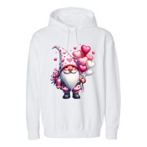 Cute Gnome Valentines Day Heart Gnome Valentine Garment-Dyed Fleece Hoodie