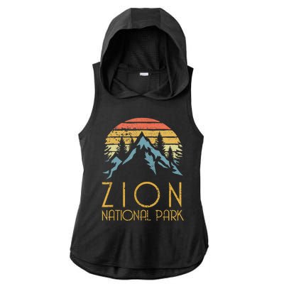 Cool Gift Vintage Retro Zion National Park Utah Gift Ladies PosiCharge Tri-Blend Wicking Draft Hoodie Tank