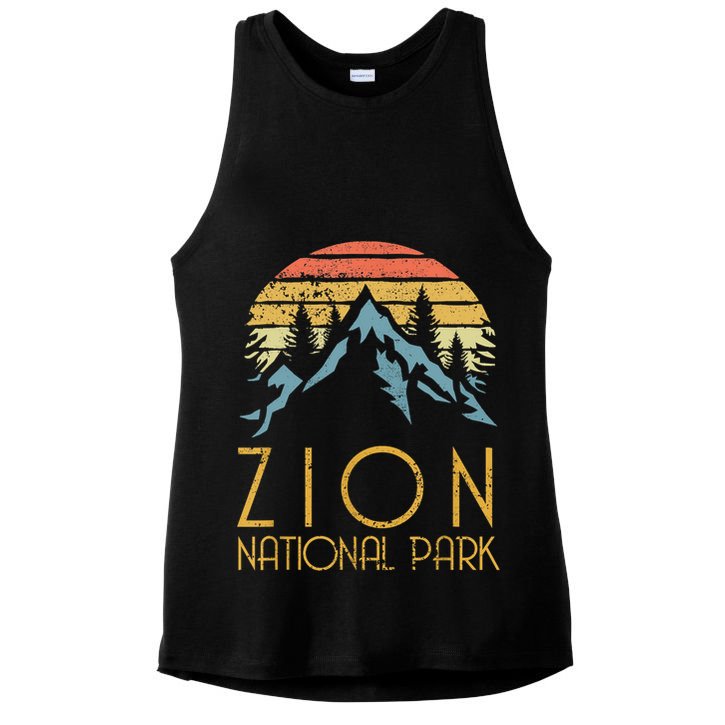 Cool Gift Vintage Retro Zion National Park Utah Gift Ladies PosiCharge Tri-Blend Wicking Tank