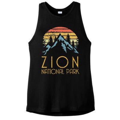 Cool Gift Vintage Retro Zion National Park Utah Gift Ladies PosiCharge Tri-Blend Wicking Tank