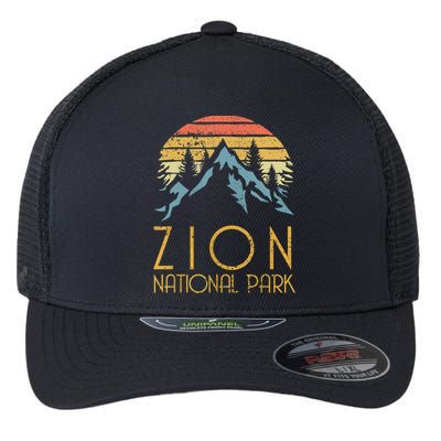 Cool Gift Vintage Retro Zion National Park Utah Gift Flexfit Unipanel Trucker Cap