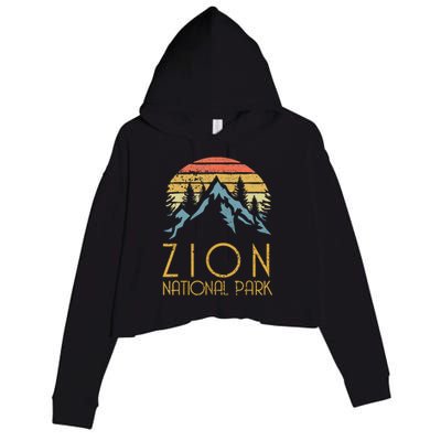 Cool Gift Vintage Retro Zion National Park Utah Gift Crop Fleece Hoodie