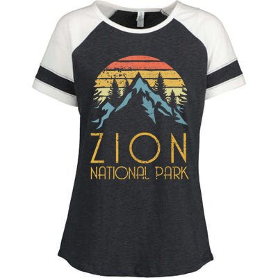 Cool Gift Vintage Retro Zion National Park Utah Gift Enza Ladies Jersey Colorblock Tee