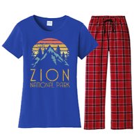 Cool Gift Vintage Retro Zion National Park Utah Gift Women's Flannel Pajama Set