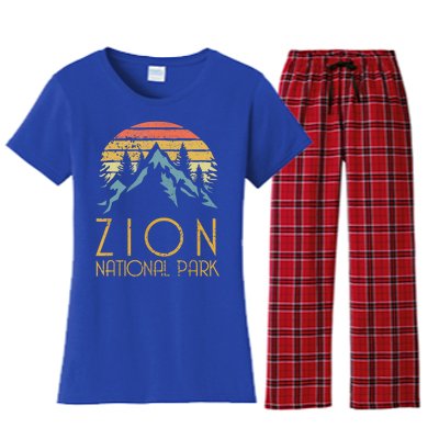 Cool Gift Vintage Retro Zion National Park Utah Gift Women's Flannel Pajama Set