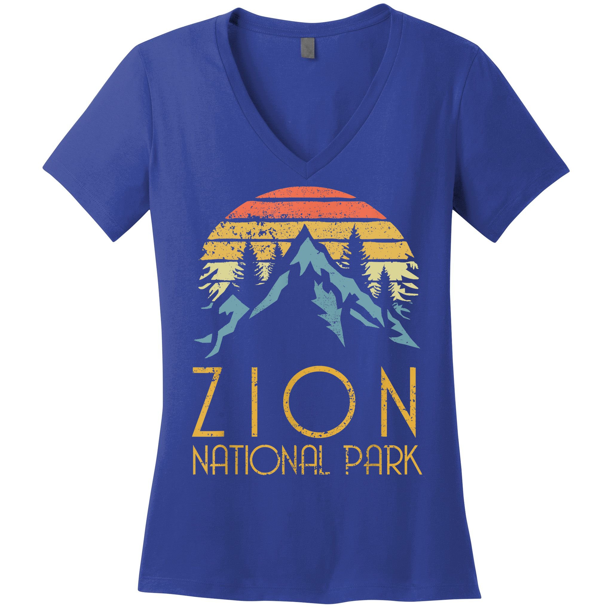 Cool Gift Vintage Retro Zion National Park Utah Gift Women's V-Neck T-Shirt