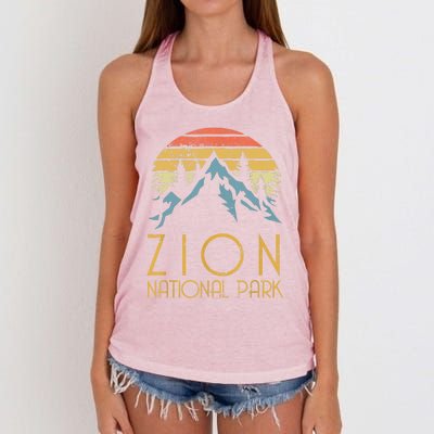 Cool Gift Vintage Retro Zion National Park Utah Gift Women's Knotted Racerback Tank