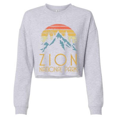 Cool Gift Vintage Retro Zion National Park Utah Gift Cropped Pullover Crew