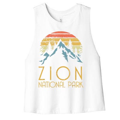 Cool Gift Vintage Retro Zion National Park Utah Gift Women's Racerback Cropped Tank