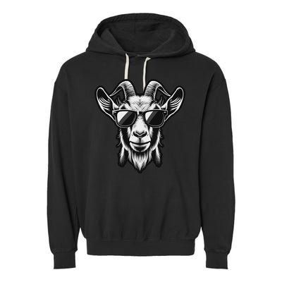 Cool Goat With Sunglasses Garment-Dyed Fleece Hoodie