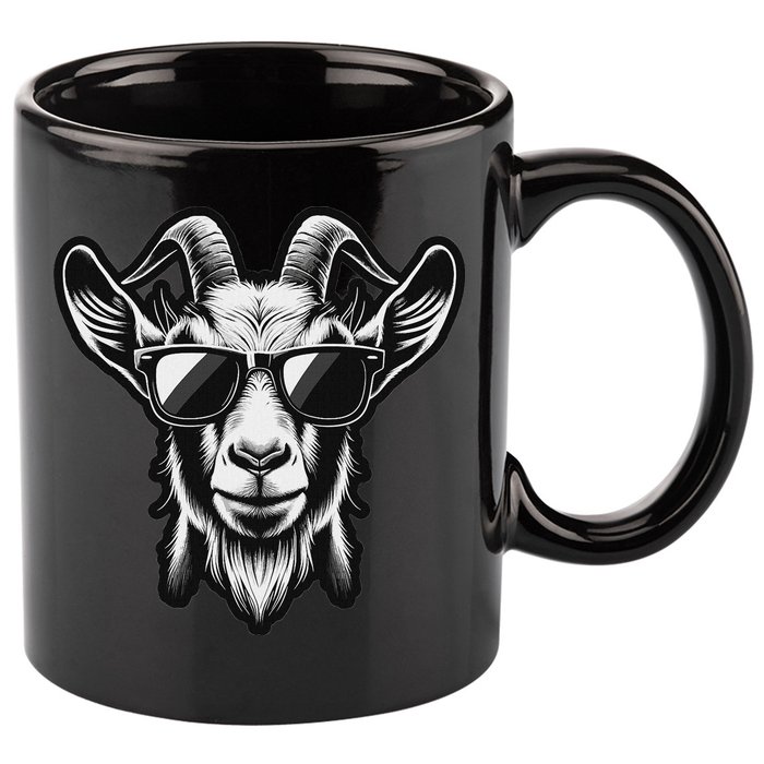 Cool Goat With Sunglasses 11oz C Handle Ceramic Mug