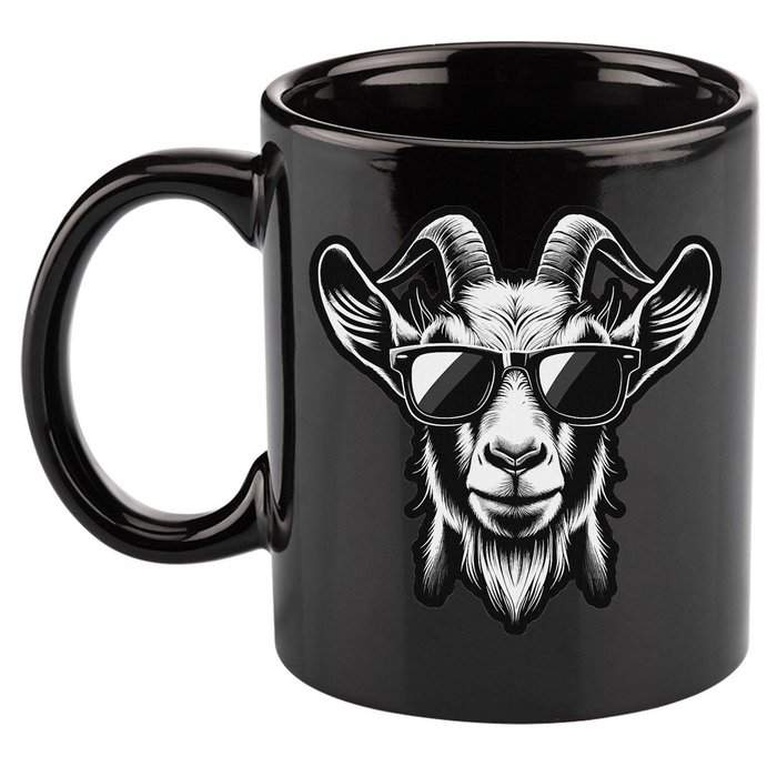 Cool Goat With Sunglasses 11oz C Handle Ceramic Mug