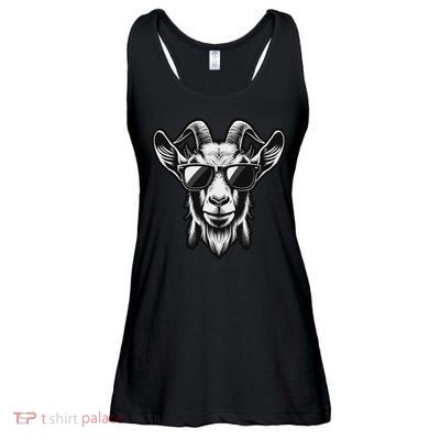 Cool Goat With Sunglasses Ladies Essential Flowy Tank