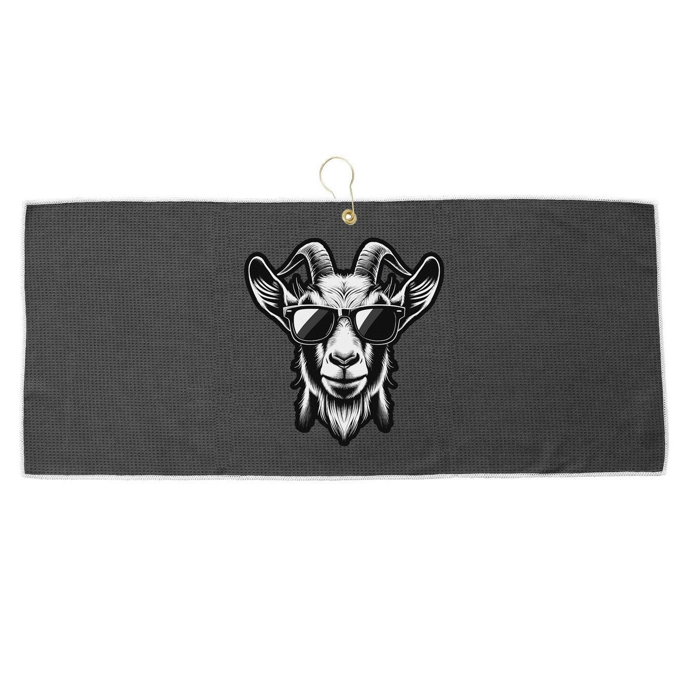 Cool Goat With Sunglasses Large Microfiber Waffle Golf Towel