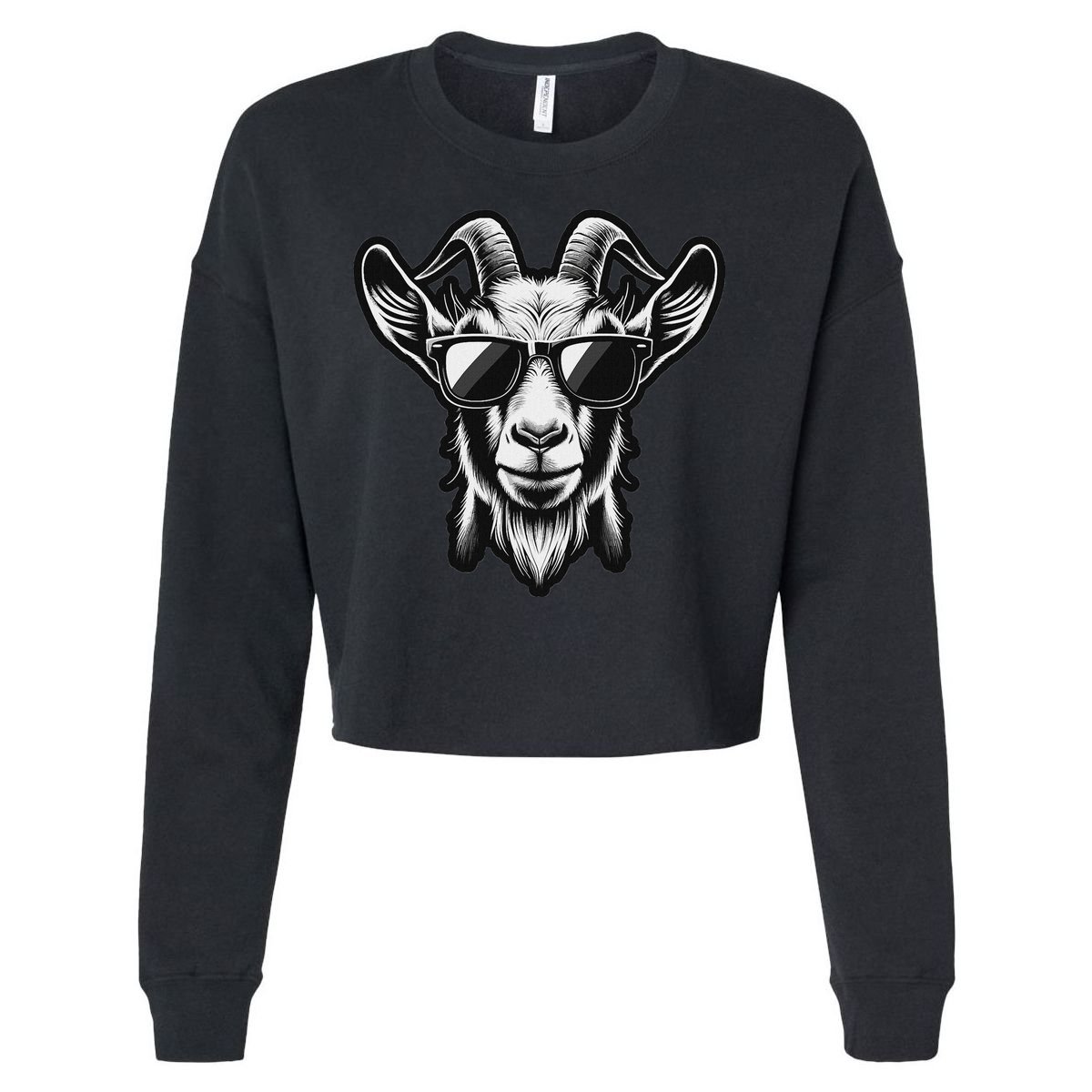 Cool Goat With Sunglasses Cropped Pullover Crew