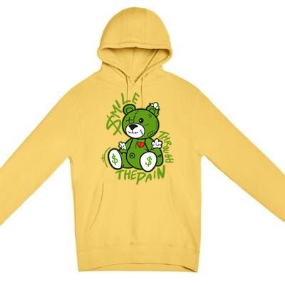 Chlorophyll Green White Color Match Premium Pullover Hoodie