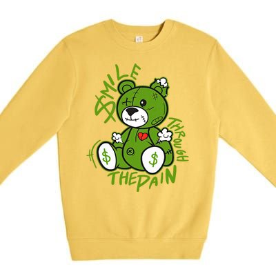 Chlorophyll Green White Color Match Premium Crewneck Sweatshirt