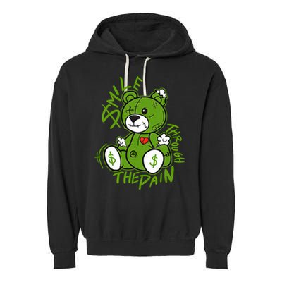 Chlorophyll Green White Color Match Garment-Dyed Fleece Hoodie